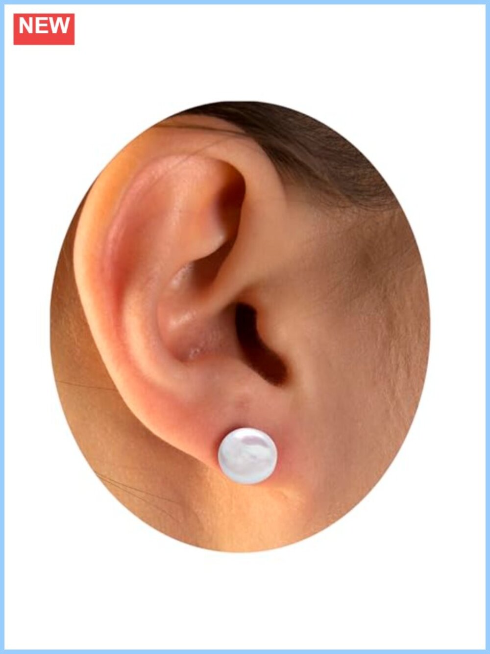 Sterling Silver Coin Pearl Stud Earrings Hypoallergenic Women's Jewelry